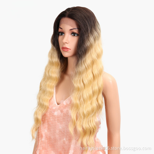 Popular ombre wholesale wave hair synthetic wig American 613 colored bohemian hair synthetic hair wigs
